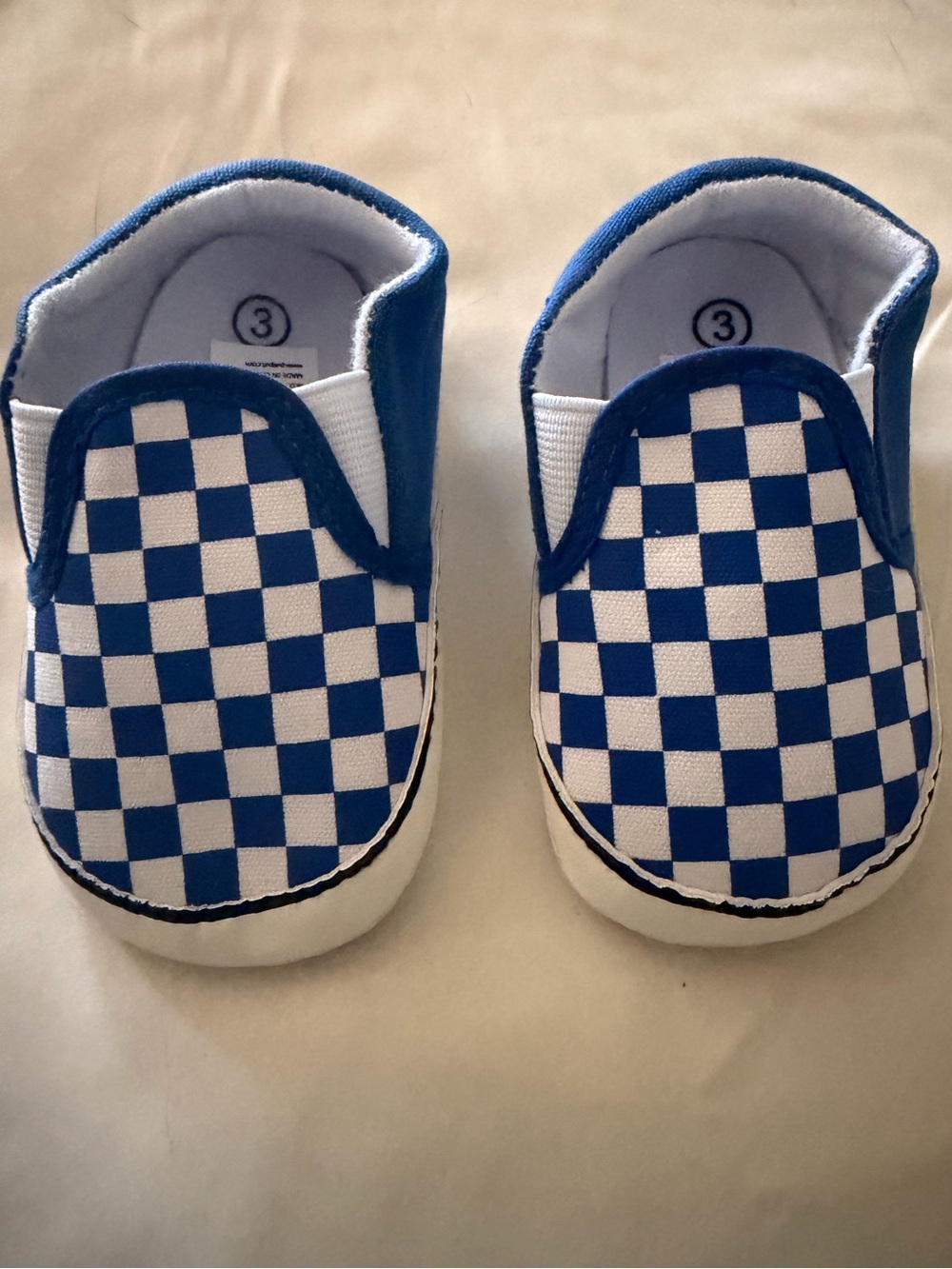 NWT PatPat Infant Sk8r Slip-On Checkerboard Canvas Booties Blue/White~ Multi Sz